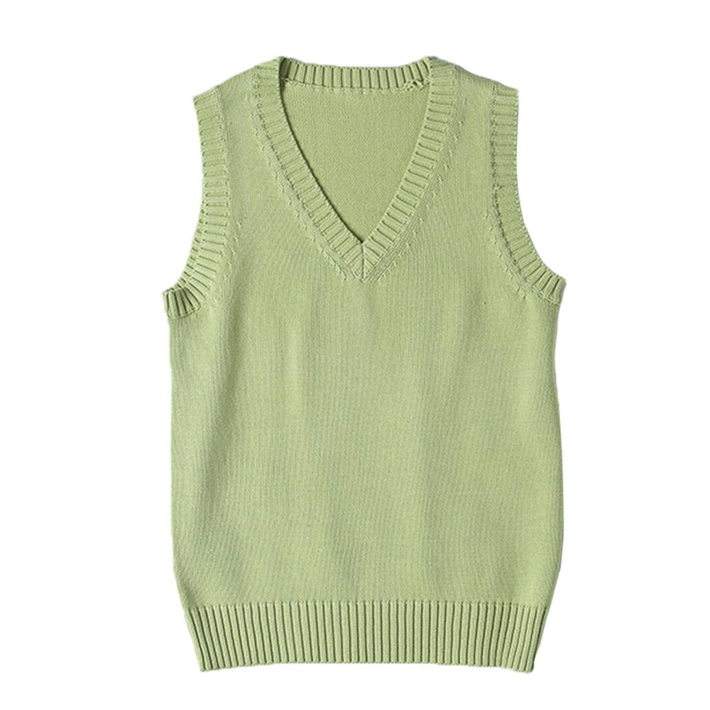 ZUEVI Women's Sweater Vest Classic V Neck Uniform Pullover Knitwear Tops Sleeveless Knitted Sweaters Vests(Light Green-M)