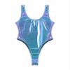Alvivi Women's Wet Look Metallic High Cut Holographic Thong Leotard Gymnastics Slim Bodysuit Swimsuits Colorful XX-Large view 4