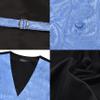 GUSLESON Baby Blue Mens Vest Tie and Bow Tie Set Formal Waistcoat Paisley Floral Jacquard Necktie Pocket Square Suit Vests Lapel Pin Wedding Party (0807-11-XXL) view 4