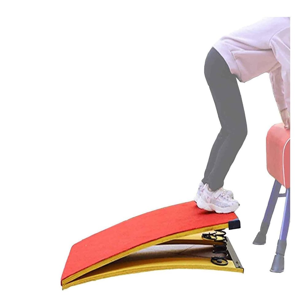 YLQFGUVWK Children's Hardwood Gymnastics Springboard/Curved Jumping Bridge/Vault Equipment with Anti-Slip Felt and Foot Pads, with 2 Springs