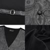 GUSLESON Dark Grey Mens Vest Tie and Bow Tie Set Formal Waistcoat Paisley Floral Jacquard Necktie Pocket Square Suit Vests Lapel Pin Wedding Party (0807-03-L) view 4