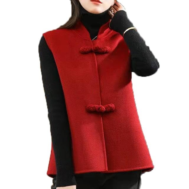 LIXINGHEITANG Chinese style suits vest autumn and Spring oriental women red spring festival warm s2 Red L