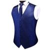 GUSLESON Navy Blue Vest Paisley Suit Vest Tie and Bow Tie Set Silk Floral Waistcoat Necktie and Pocket Square Lapel Pin Set (0808-04-S) view 3