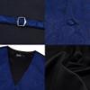 GUSLESON Navy Blue Vest Paisley Suit Vest Tie and Bow Tie Set Silk Floral Waistcoat Necktie and Pocket Square Lapel Pin Set (0808-04-S) view 4