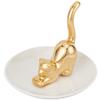 GORGECRAFT Cat Posture Ring Holder Golden Kitty Tail Dish Jewelry Tray Ring Round Dishes Trinket Tray Ceramic Jewelry Storage Home Deco for Women Friend Birthday Gift Tabletop Ornament view 1