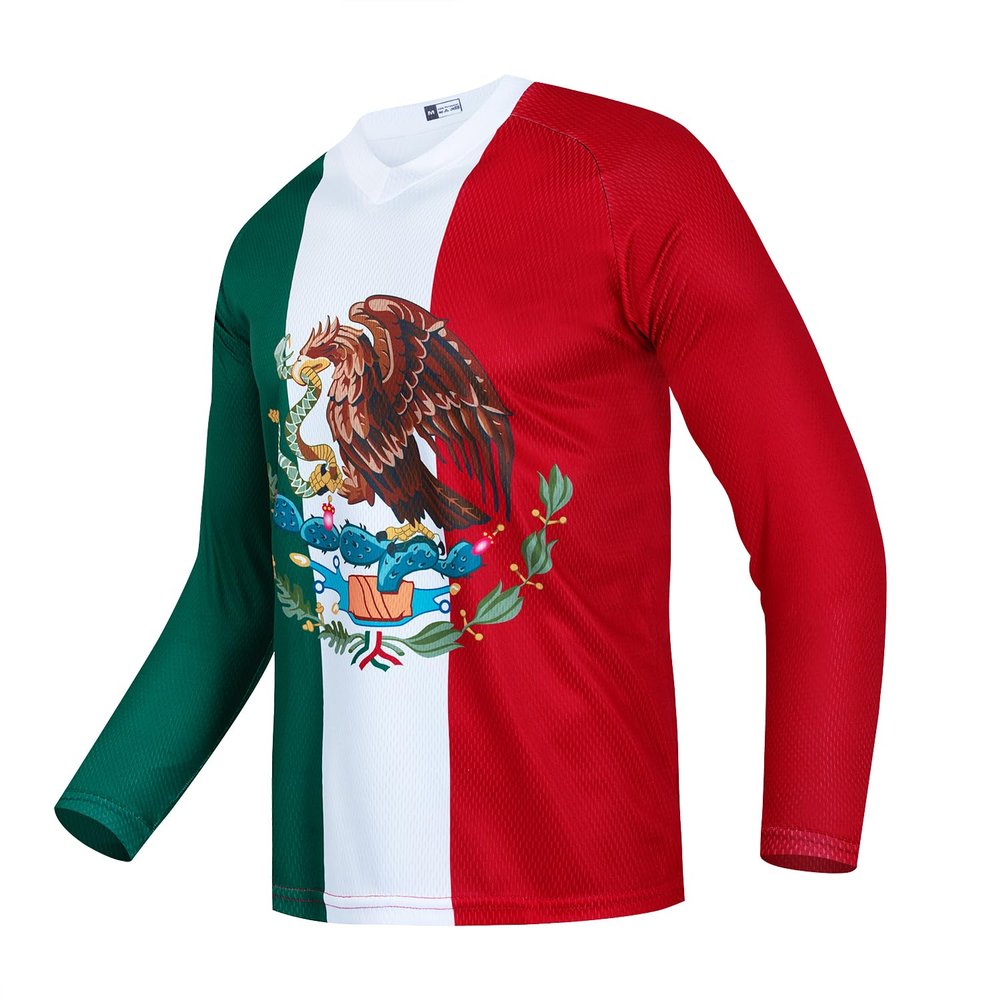 Cycling Jersey MenMTB T Shirt Long Sleeve Youth Off-Road Motorcycle Jersey Bicycle Clothes Anti-UV Mexico Eagle 3XL