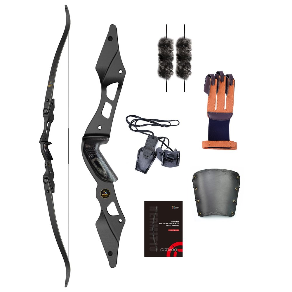 Sanlida Hermit 10 ILF Hunting Recurve Bow Kit for Adults 60" 30-45 Lbs Archery Recurve Bow, CNC ILF Riser, Carbon & Graphite Foam Core ILF Limbs, RH Only, Limited Life-time Warranty (60",40 Lbs)
