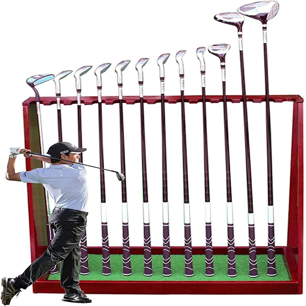 Scpantkend Golf Club Stand Holder on Green, Wooden Golf Club Organizers Display Rack 13 Putter Holder, Outdoor Golf Club Equipment Storage Rack (Color : Holds 13 Putter Clubs)