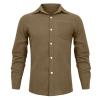 Turtle Neck Shirt Men, Men's Solid Casual Button Down Collar Shirts Long Sleeve Dress with Pocket Mens Fall Shirts Business Casual for Men Dress Shirt Slim Shirts Casual (3XL, Green) view 3