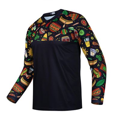 Cycling Jersey MenMTB T Shirt Long Sleeve Youth Off-Road Motorcycle Jersey Bicycle Clothes Anti-UV Hamburger XXL
