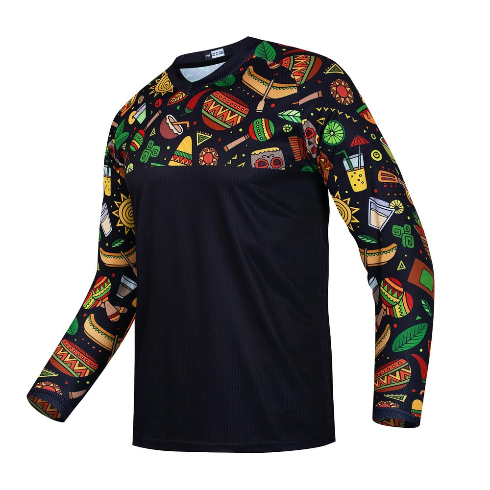 Cycling Jersey MenMTB T Shirt Long Sleeve Youth Off-Road Motorcycle Jersey Bicycle Clothes Anti-UV Hamburger XXL