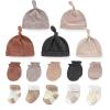 MAMIMAKA Baby Boys Caps Mittens and Thick Warm Socks Cotton Newborn Essentials Accessories (Hats+Gloves+Terry Socks),0-6 Months view 1
