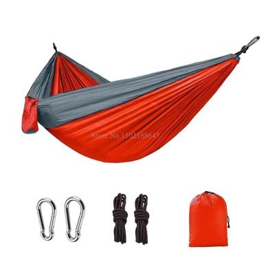 Camp Double Nylon Hammocks Camping Portable Parachute Hammock Outdoor Hiking Travel Backpacking Camping Gear Strong (Orange)