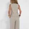 Professional Style Suit Set Cotton Linen Women's Sleeveless V-neck 2 Piece Business Casual Outfit for Spring Summer Apricot L view 2