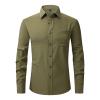 Mens Dress Shirts, Four Side Stretch Men's Business Casual Long Sleeve Shirt Button Up Shirts Down Casual White Dress Shirt Slim Fit Up Shirts Tall Shirts Solid Dress Shirts (L, Army Green) view 1