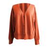 Cardigan Sweater for Women Cropped Knit Cardigans Open Front V-Neck Crochet Solid Sweaters Long Sleeve Button Up Tops view 2