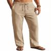 COOFANDY Mens Cotton Linen Pants Lightweight Drawstring Casual Summer Beach Yoga Pants Loose Trousers with Pockets Khaki view 1
