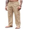 COOFANDY Mens Cotton Linen Pants Lightweight Drawstring Casual Summer Beach Yoga Pants Loose Trousers with Pockets Khaki view 2