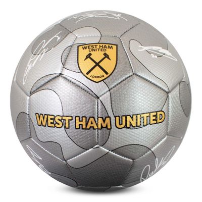 Hy-Pro Officially Licensed West Ham F.C. Silver Camo Signature Football | Size 5, Hammers, Training, Match, Merchandise, Collectible for Kids and Adults