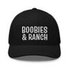 RIVEMUG Boobies and Ranch Premium Trucker Hat Curved Bill Mid Crown Adjustable Funny Cap for Men Black view 2