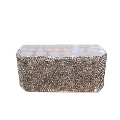 Konforhom Crystal Rhinestone DIY Box for Lipstick Perfume Earrings Organizer Tray Jewelry Display Case Storage Holder Box