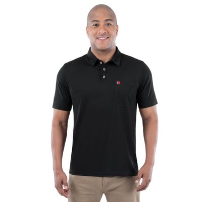 Wrangler Riggs Workwear Men's Short Sleeve Performance Pocket Polo, Black, Medium