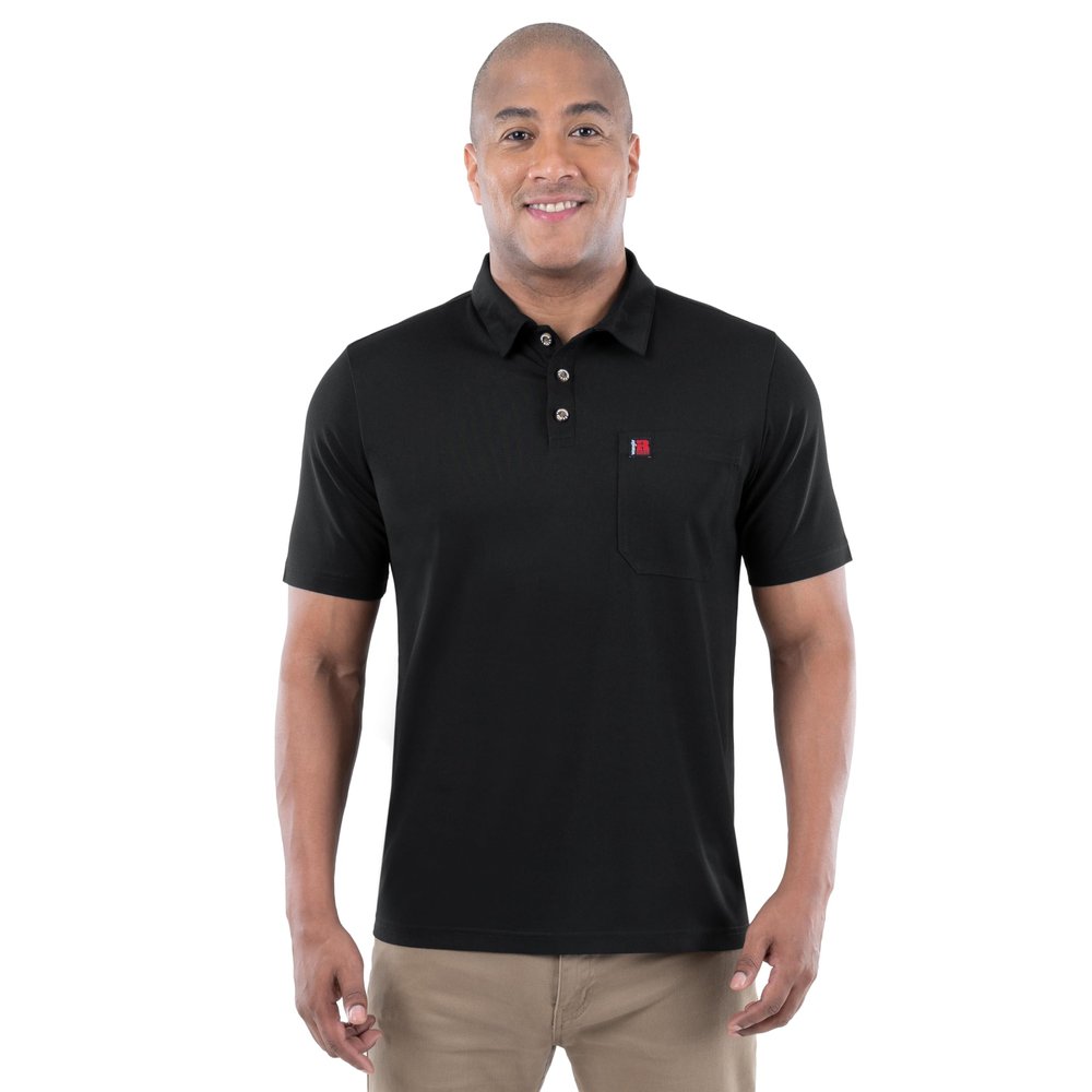 Wrangler Riggs Workwear Men's Short Sleeve Performance Pocket Polo, Black, Medium