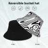 Woyaba Bucket hat,Black and White Funny Warped Lines Black and White hat Outdoor Sun hat Fisherman hat Reversible Bucket hat for Women Men Adult view 4