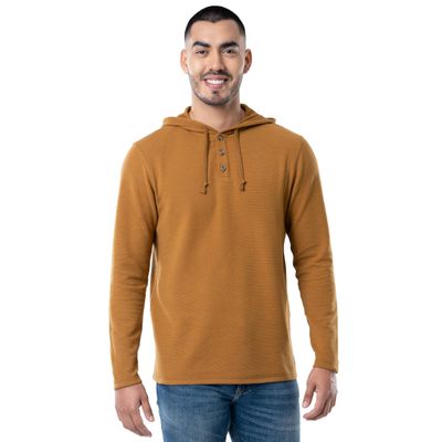Wrangler Riggs Workwear Men's Henley Hoodie, Duck Brown, XX-Large