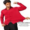 COOFANDY Men's Business Dress Shirts Long Sleeve Stretch Wrinkle Free Dress Shirt Red view 4