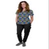 Green Town Scrubs for Women Scrub Set - Print Top and Jogger Pant, Easy Care Uniforms -Football/Black Pant-Large view 1