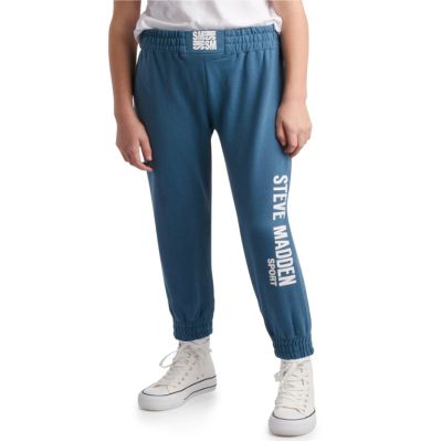 Steve Madden Girls' Active Sweatpants - Performance Fleece Jogger Sweatpants - Althetic Jogger Pants for Girls (4-12), Size 12, Blue Ashes
