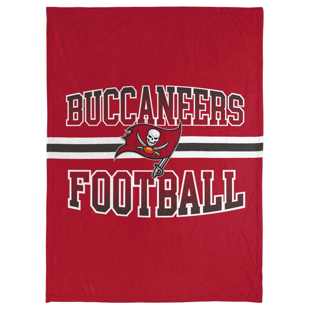 FOCO NFL Micro Raschel Plush Throw Blanket, Stripe Logo 45 x 60, Tampa Bay Buccaneers