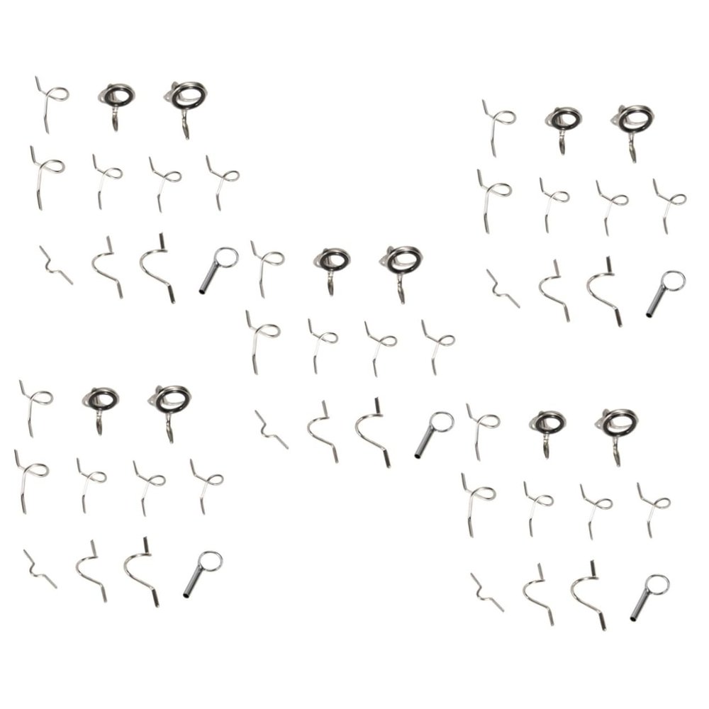 Sosoport 55pcs Stainless Steel Fly Fishing Rod Tip Repair Kit Set Top Ring Guide Eye Set for DIY Rod Building Supplies