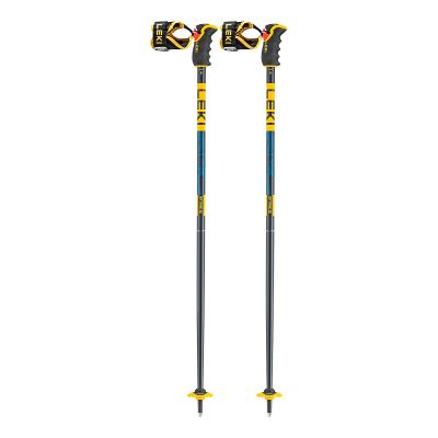 LEKI Spitfire 3D Lightweight Aluminum Ski Poles for Alpine Skiing - Denimblue-Aegeanblue-Mustardyellow - 135 cm