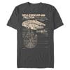 Star Wars Men's Millennium Falcon Detailed Drawing T-Shirt, Charcoal, XX-Large view 1