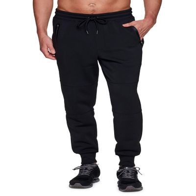 RBX Men's Black Fleece Sweatpants with Pockets and Zipper