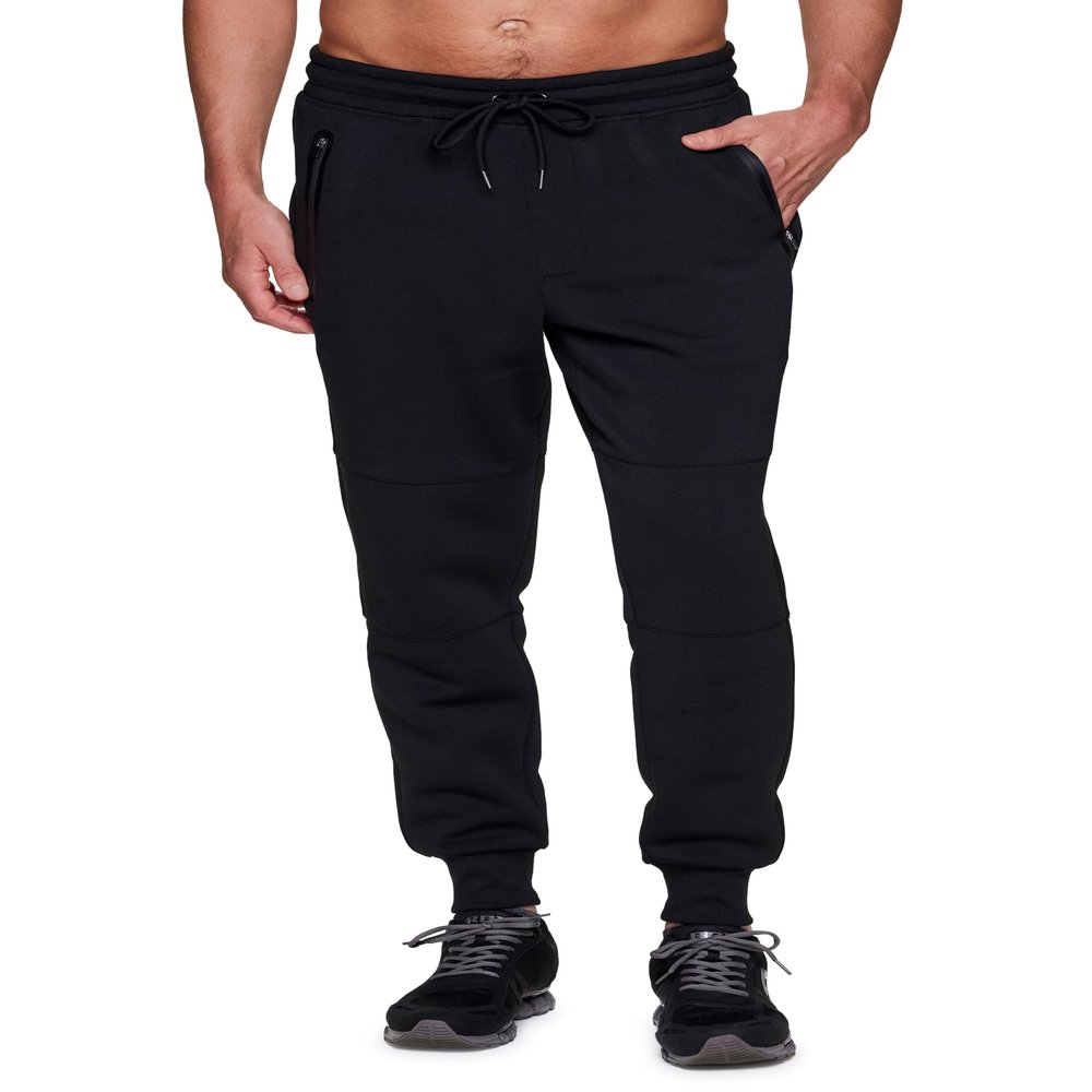 RBX Men's Black Fleece Sweatpants with Pockets and Zipper