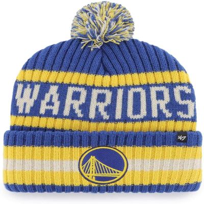 47 NBA Unisex-Adult Team Color Officially Licensed Primary Logo Bering Sport Knit Cuffed Pom Beanie Cold Weather Hat (US, Alpha, One Size, Golden State Warriors Blue, Golden State Warriors)