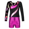 Moily Kids Girls Shiny Metallic Gymnastics Dance Outfits Long Sleeve Athletic Leotard with Booty Shorts Leaves Black C 12 view 3