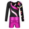 Moily Kids Girls Shiny Metallic Gymnastics Dance Outfits Long Sleeve Athletic Leotard with Booty Shorts Leaves Black C 12 view 4