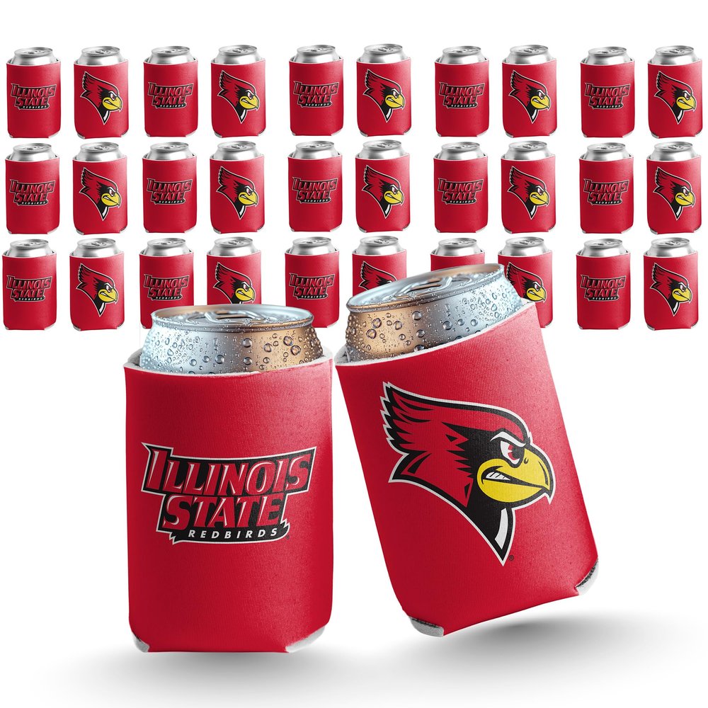 VictoryStore Illinois State University Can Coolers  Officially Licensed Redbird Design  Set of 100 Foldable Drink Sleeves  Fits 1216 oz Cans & Bottles  ISU Team Spirit Coolies  Printed in USA