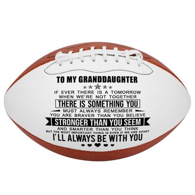 KWOOD Personalized Football Gift for Granddaughter, Engraved Leather Indoor/Outdoor Football with Pump & Carrying Bag,Birthday Christmas Graduation Gift for Granddaughter