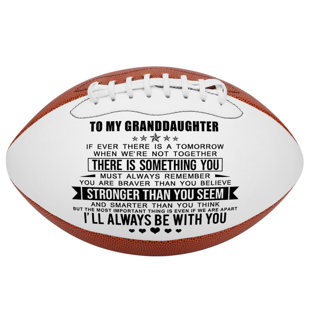 KWOOD Personalized Football Gift for Granddaughter, Engraved Leather Indoor/Outdoor Football with Pump & Carrying Bag,Birthday Christmas Graduation Gift for Granddaughter