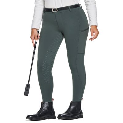 FitsT4 Sports Women's Winter Horse Riding Pants with Zipper Pockets Full Seat Riding Tights Fleece Lined Equestrian Breeches for Women Grey XS