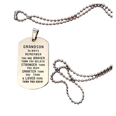 1 pc Stainless Steel Love You Grandson Dog Tag Necklace