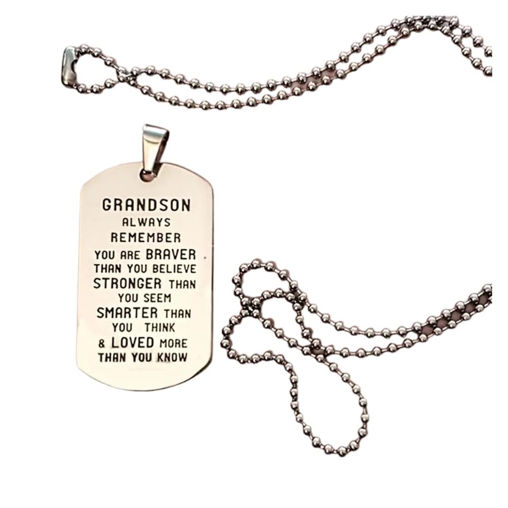 1 pc Stainless Steel Love You Grandson Dog Tag Necklace