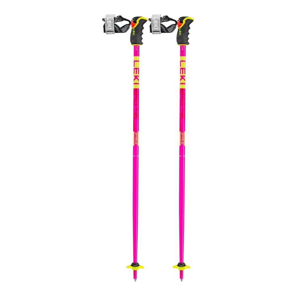 LEKI Spitfire 3D Lightweight Aluminum Ski Poles for Alpine Skiing - Neonmagenta-Neonyellow-Berry - 130 cm