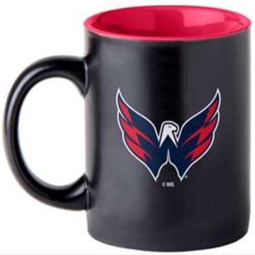 Boelter Brands Two Toned Matte Black Coffee Mug, NHL Team Logo with Inner Team Color (Washington Capitals)
