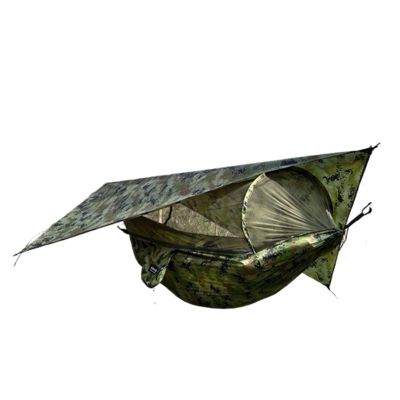 Camp 260x140cm Outdoor Double Camping Hammock with Mosquito Net and Rain Fly Tarp Lightweight Parachute Hammocks Travel Hiking Strong (04)